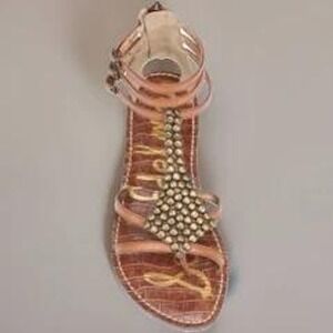 Sam Edelman Ginger Gladiator Sandals Studded Size 7.5 Brown Boho Summer Festival